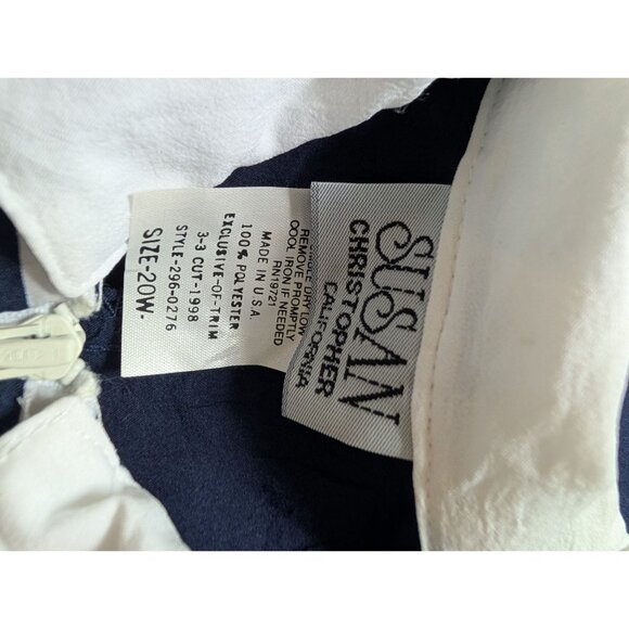 Vintage Navy White Striped Pullover Windbreaker Yellow Accents & Quarter-Zip 20w - Picture 7 of 9